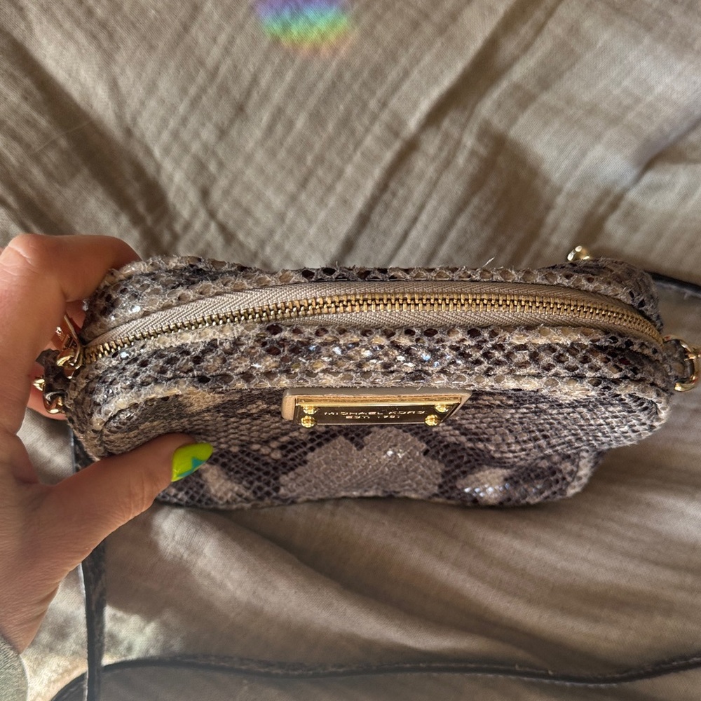 Michael Kors Black and Gray Snake Print Crossbody Bag - Picture 2 of 3